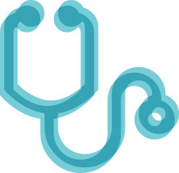 Blue stethoscope icon.