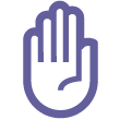 Purple hand icon.